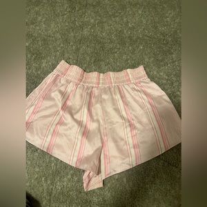 victoria’s secret pink white stripped satin cozy pj shorts